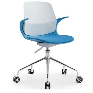 簡約不鏽鋼可移動升降布藝休閒辦公椅